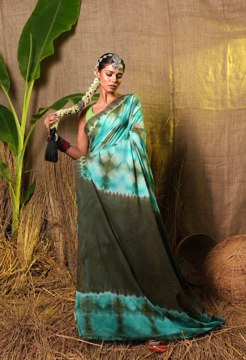 Multi Pure  Shibori Printed Superfine Mulmul Cotton Saree-UNM73800