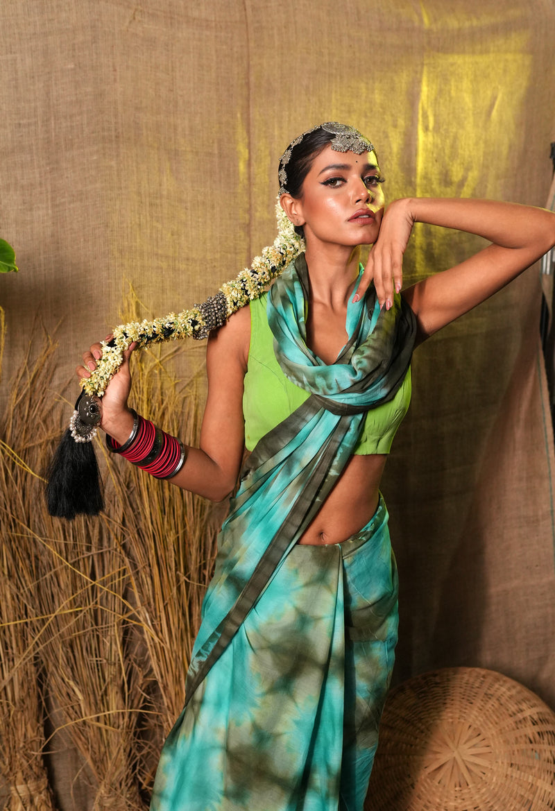 Multi Pure  Shibori Printed Superfine Mulmul Cotton Saree-UNM73800