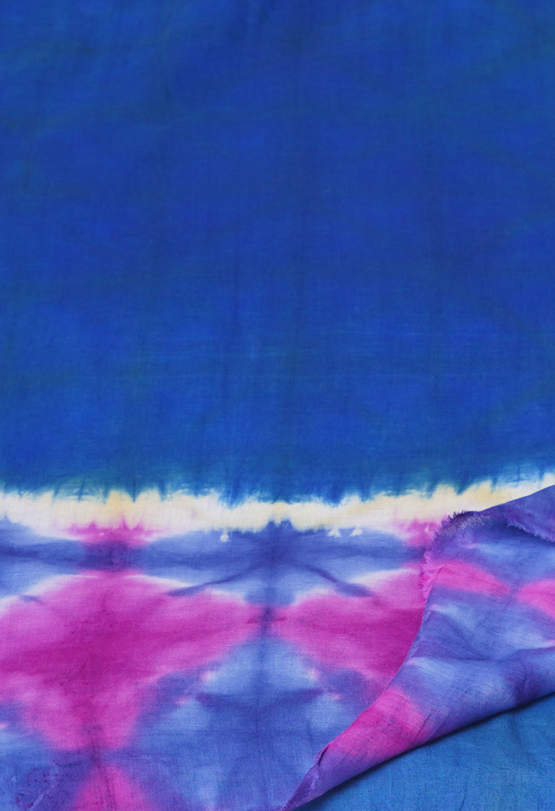 Multi Pure  Shibori Printed Superfine Mulmul Cotton Saree-UNM73801