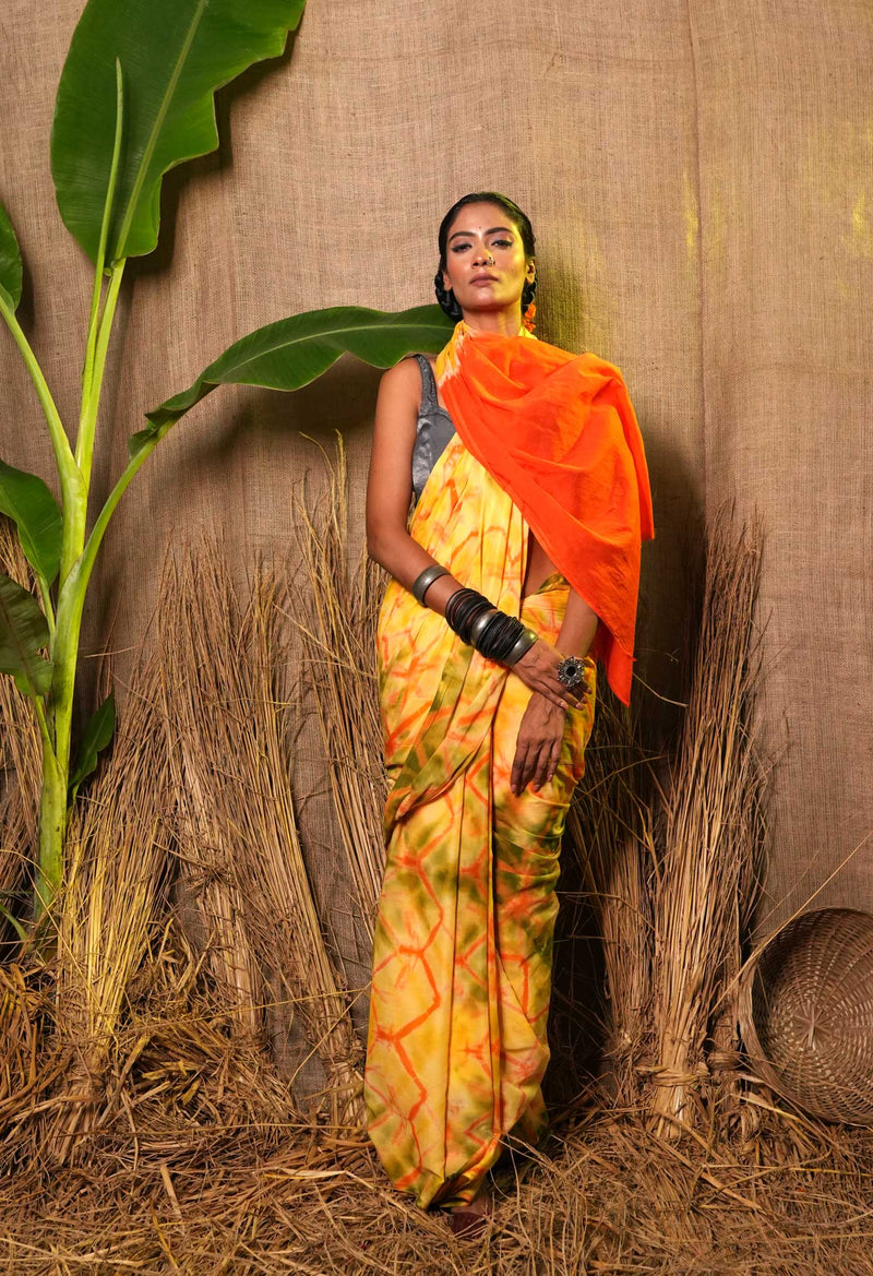 Multi Pure  Shibori Printed Superfine Mulmul Cotton Saree-UNM73802