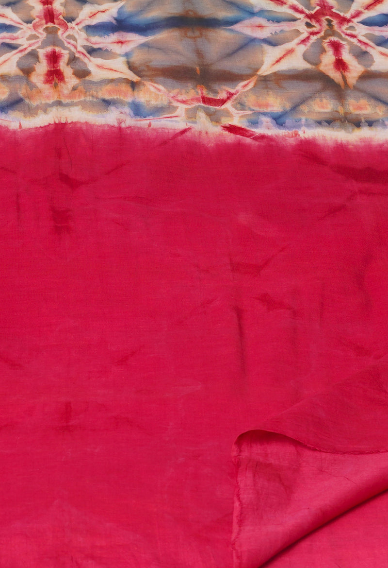 Multi Pure  Shibori Printed Superfine Mulmul Cotton Saree-UNM73803