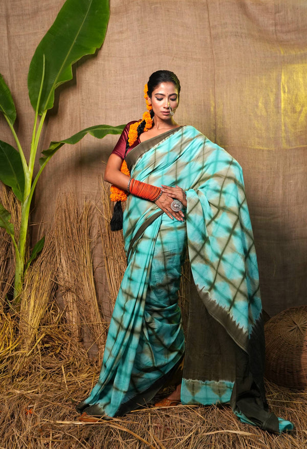 Multi Pure  Shibori Printed Superfine Mulmul Cotton Saree-UNM73807