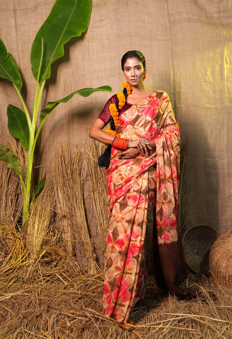 Multi Pure  Shibori Printed Superfine Mulmul Cotton Saree-UNM73809