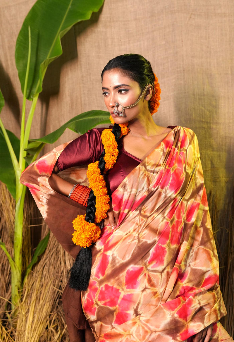 Multi Pure  Shibori Printed Superfine Mulmul Cotton Saree-UNM73809