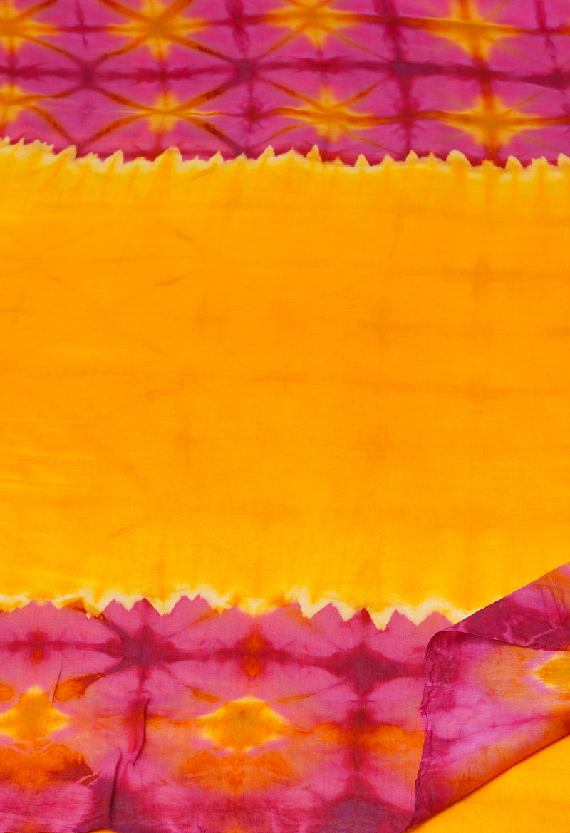 Multi Pure  Shibori Printed Superfine Mulmul Cotton Saree-UNM73810