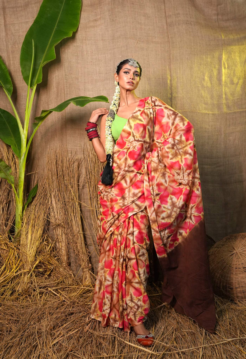 Multi Pure  Shibori Printed Superfine Mulmul Cotton Saree-UNM73812
