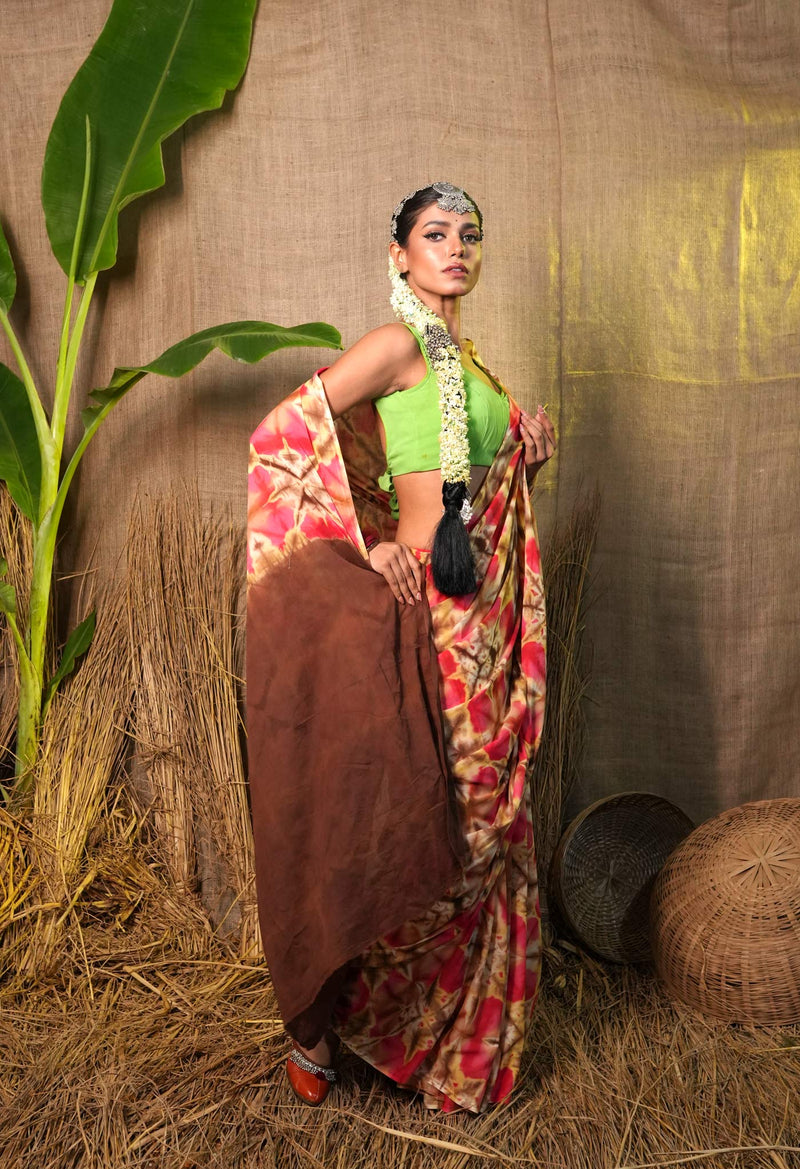 Multi Pure  Shibori Printed Superfine Mulmul Cotton Saree-UNM73812