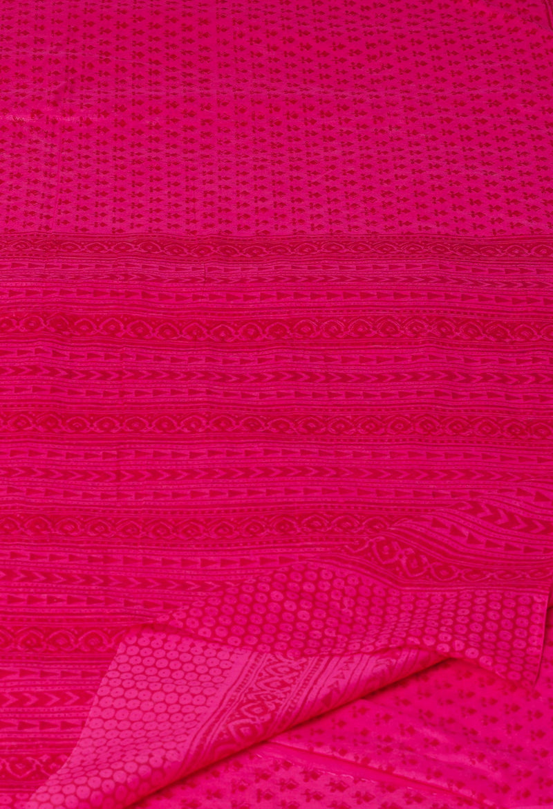 Pink Pure  Block Printed Superfine Mulmul Cotton Saree-UNM73848