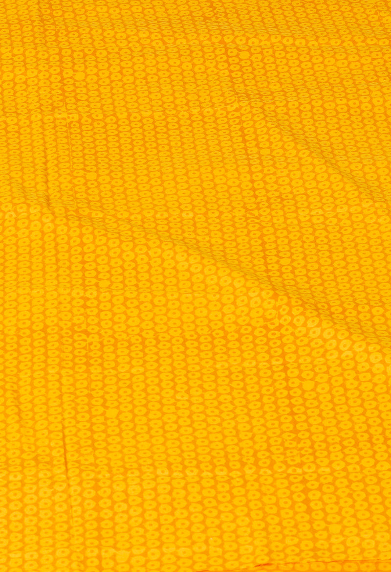 Yellow Pure  Block Printed Superfine Mulmul Cotton Saree-UNM73856