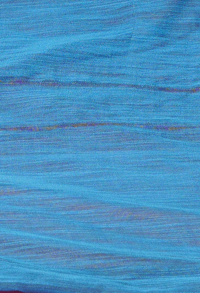 Orange-Blue Pure  Plain Contrast Pallu Cotton Linen Saree-UNM73868