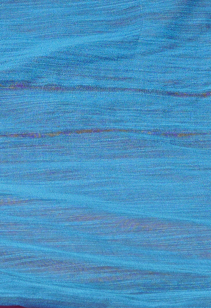 Orange-Blue Pure  Plain Contrast Pallu Cotton Linen Saree-UNM73868