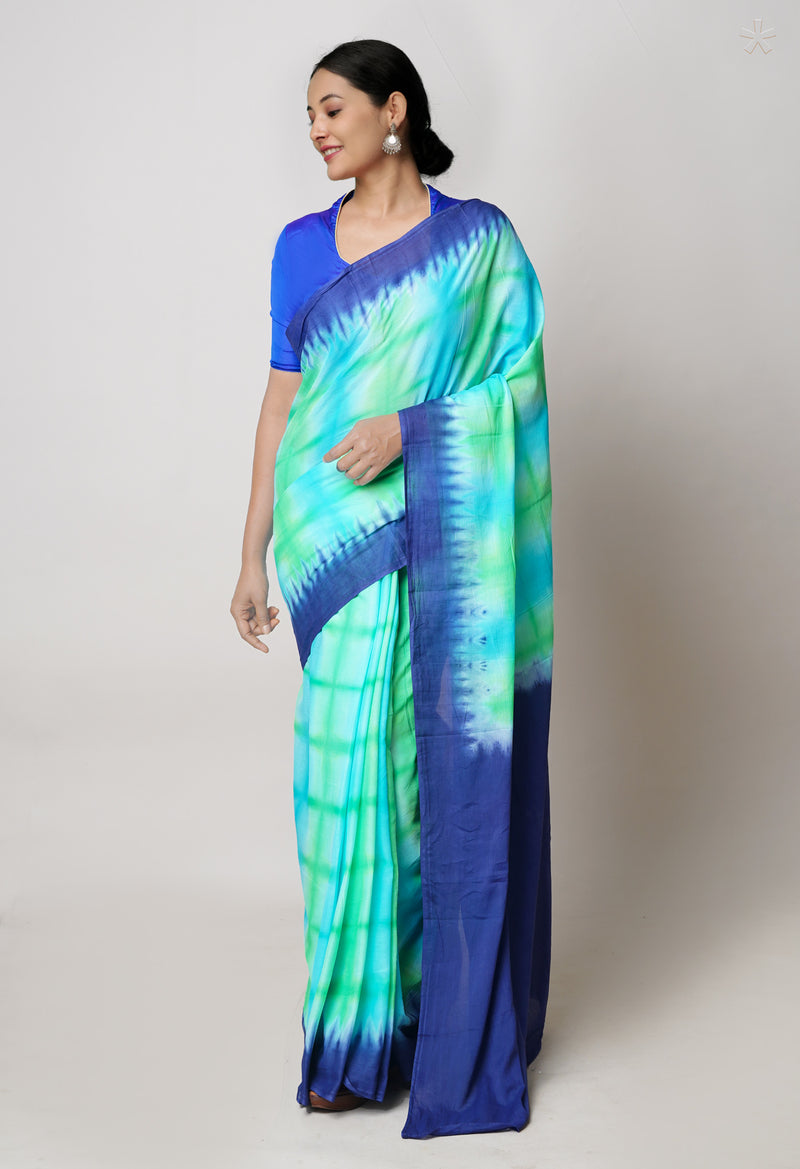 Multi Pure  Shibori Printed superfine Mulmul Cotton Saree-UNM73871