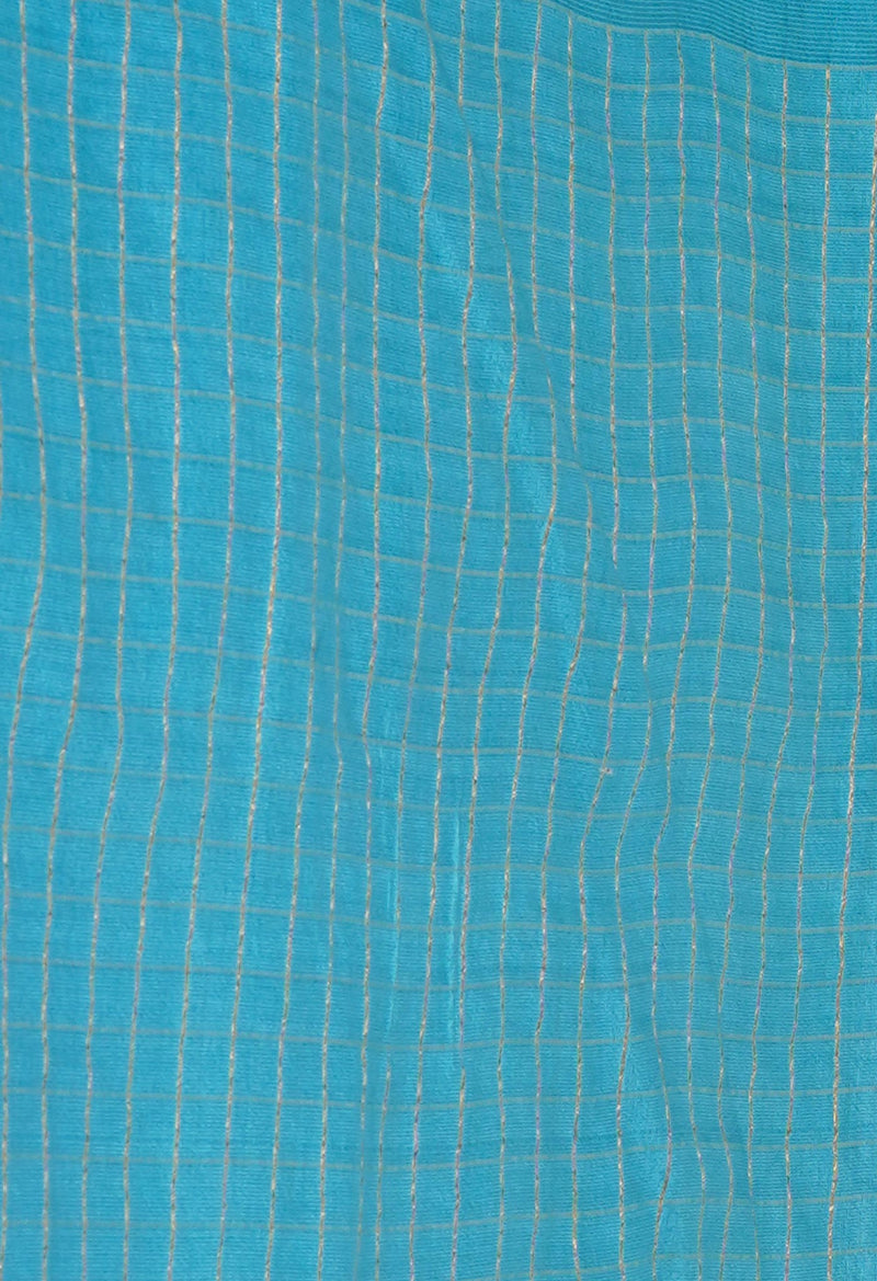 Blue  Mangalagiri Checks Sico Saree-UNM73909