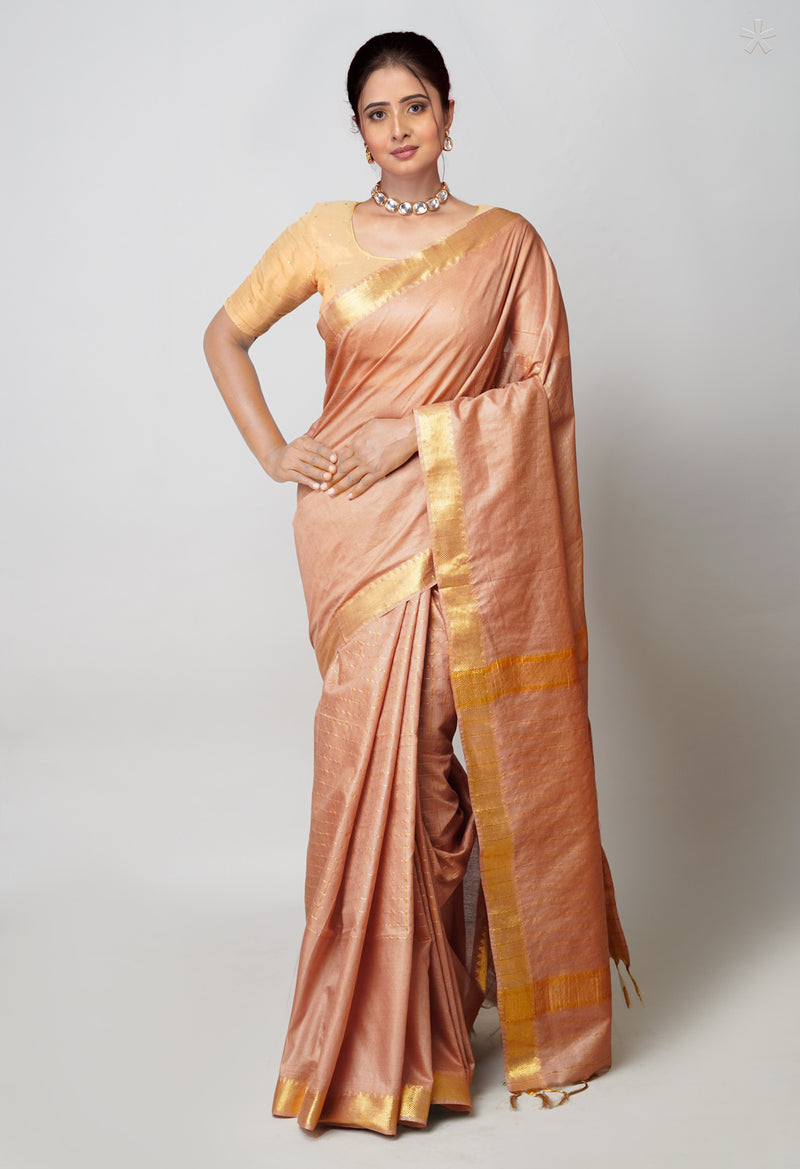 Cream  Mangalagiri Checks Sico Saree-UNM73916