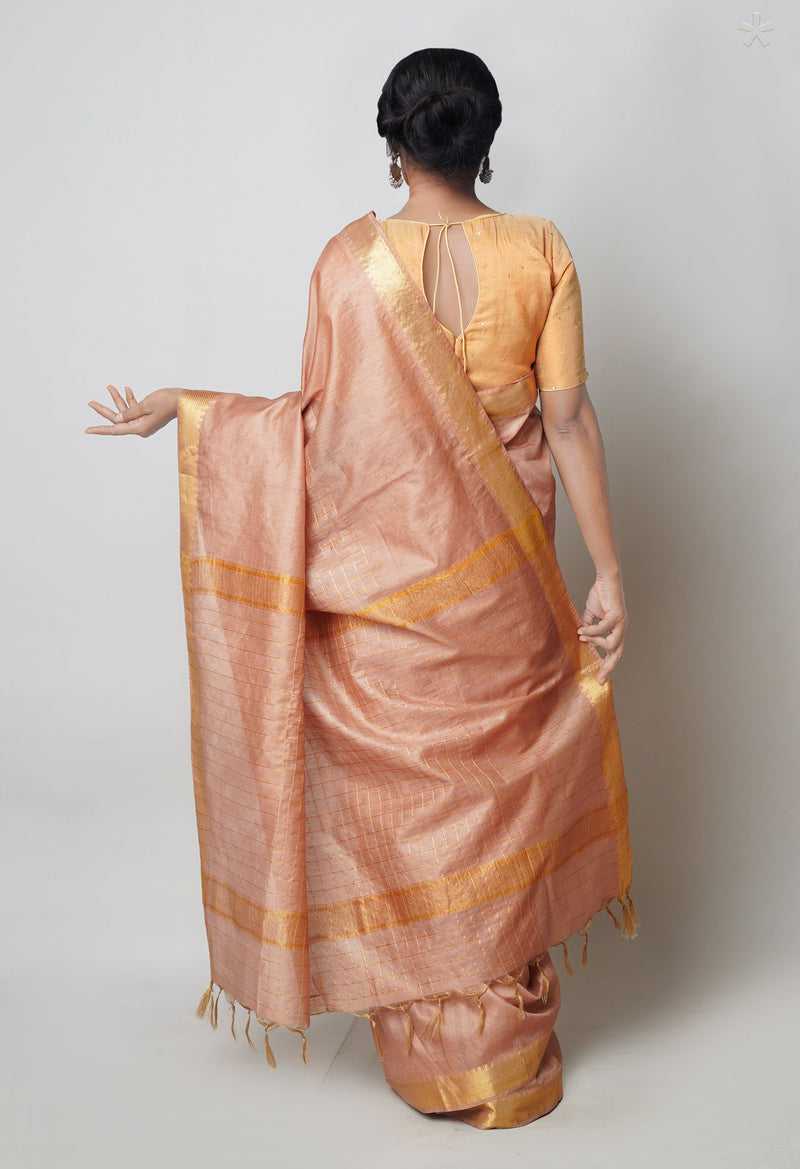 Cream  Mangalagiri Checks Sico Saree-UNM73916