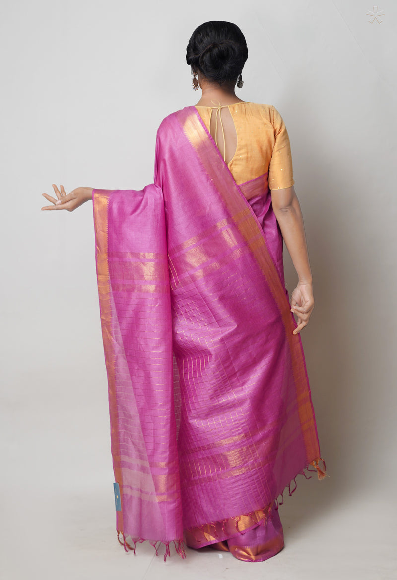 Mauve Pink  Mangalagiri Checks Sico Saree-UNM73918