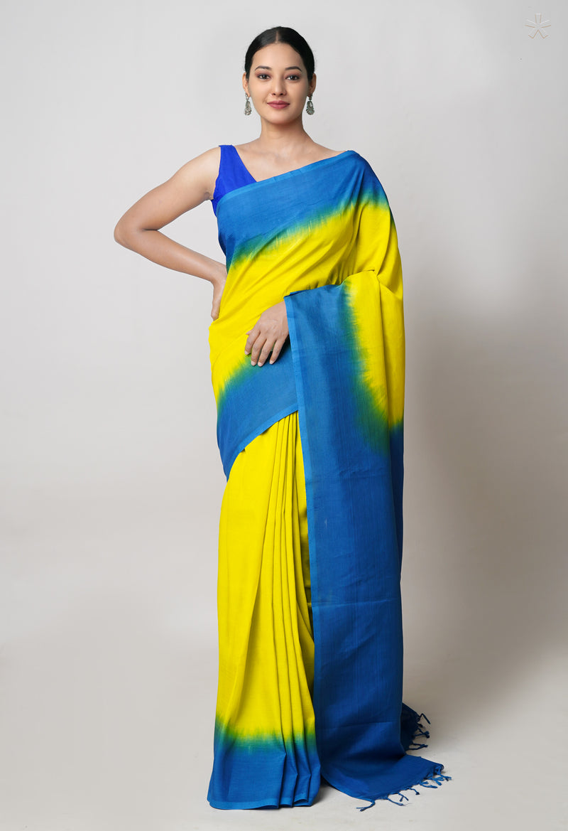 Parrot Green-Blue  Mangalagiri Soft Silk Saree-UNM73923