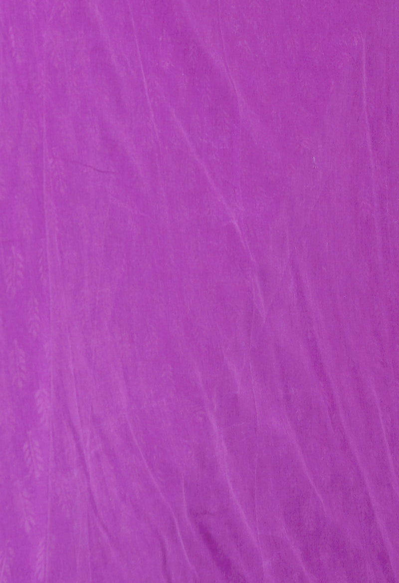 Purple Pure  Hand Block Printed Discharge Superfine Mulmul Cotton Saree-UNM73925
