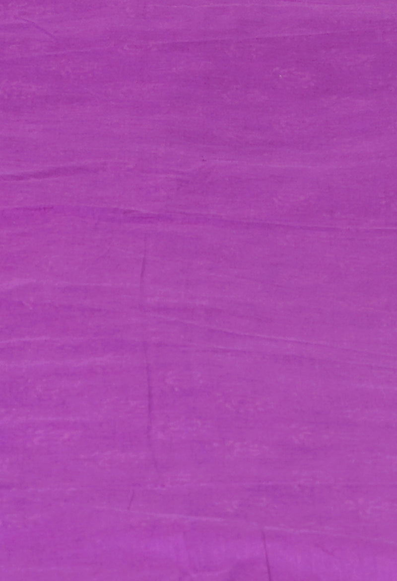 Purple Pure  Hand Block Printed Discharge Superfine Mulmul Cotton Saree-UNM73928