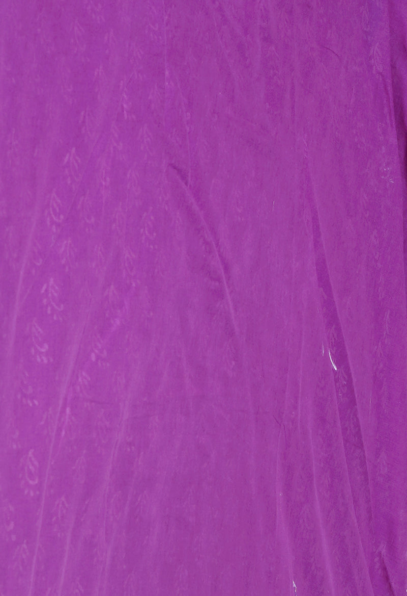 Purple Pure  Hand Block Printed Discharge Superfine Mulmul Cotton Saree-UNM73938