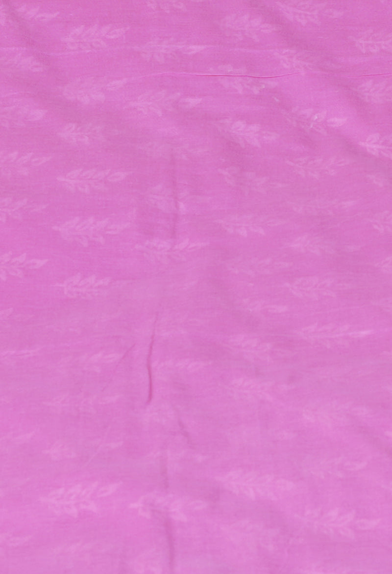 Baby Pink Pure  Hand Block Printed Discharge Superfine Mulmul Cotton Saree-UNM73943