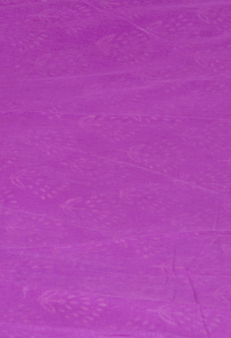 Purple Pure  Hand Block Printed Discharge Superfine Mulmul Cotton Saree-UNM73964
