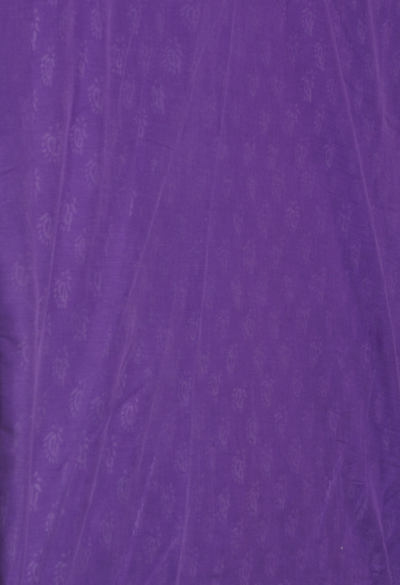 Violet Pure  Hand Block Printed Discharge Superfine Mulmul Cotton Saree-UNM73976