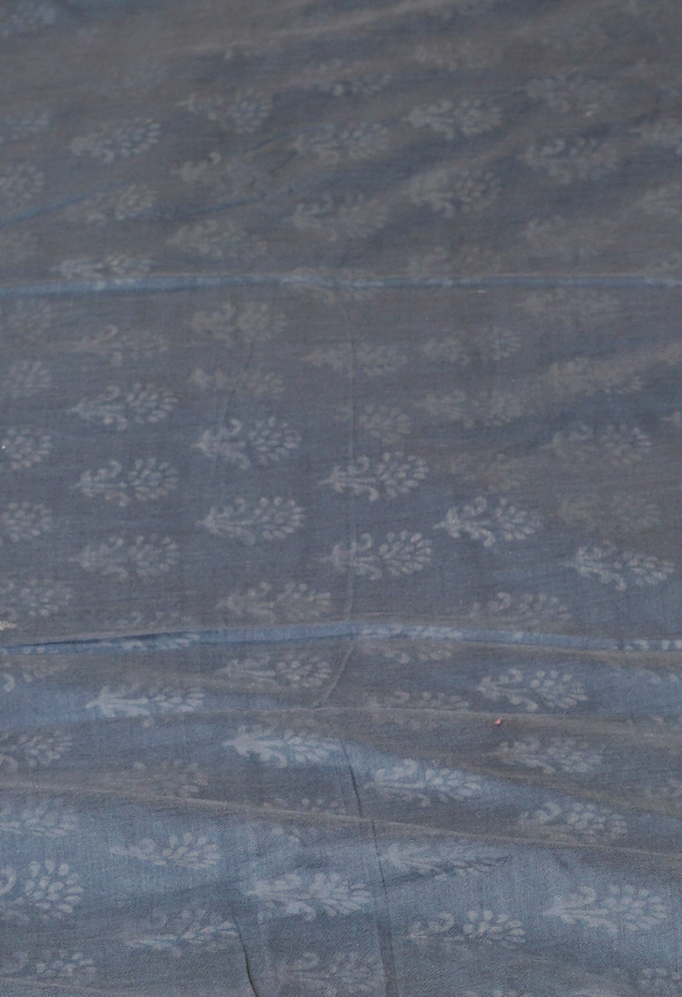 Grey Pure Hand Block Printed Soft Cotton Saree