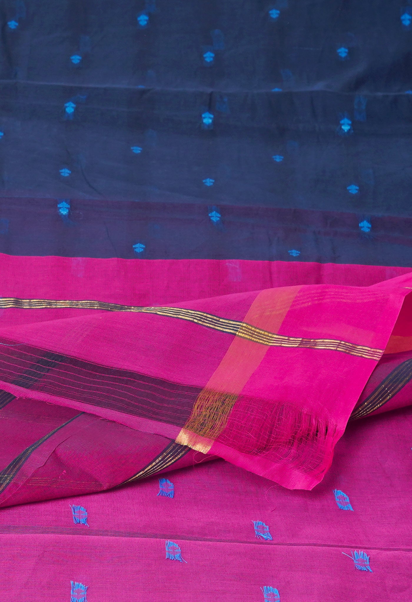 Navy Blue Pure Mangalgiri Cotton Saree