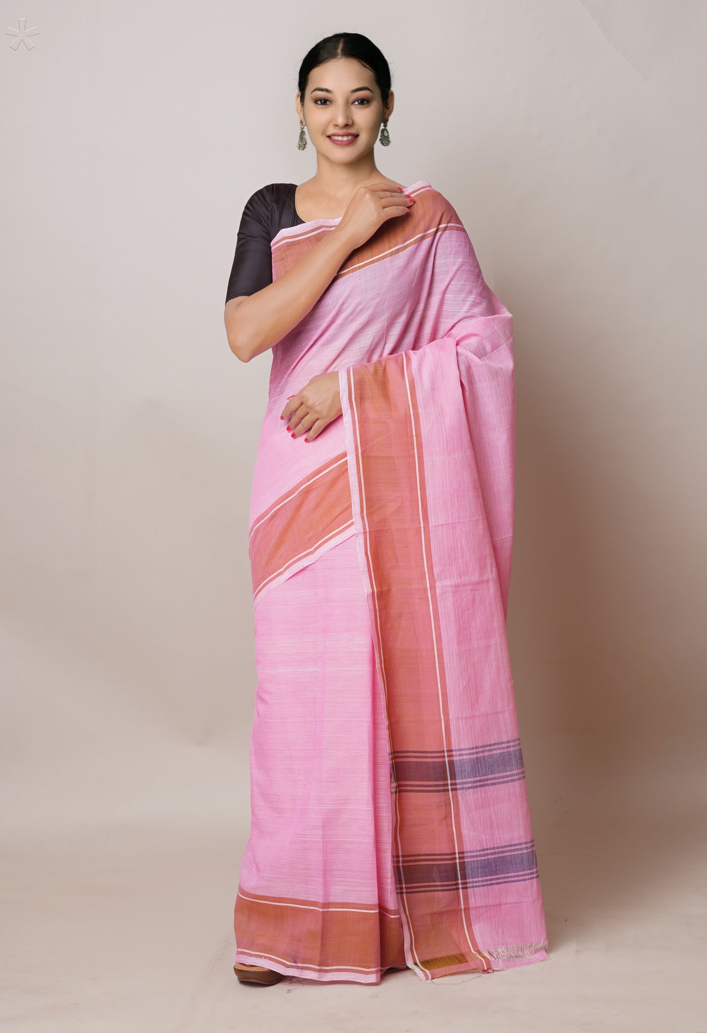 Pink Pure Handloom Andhra Cotton Saree