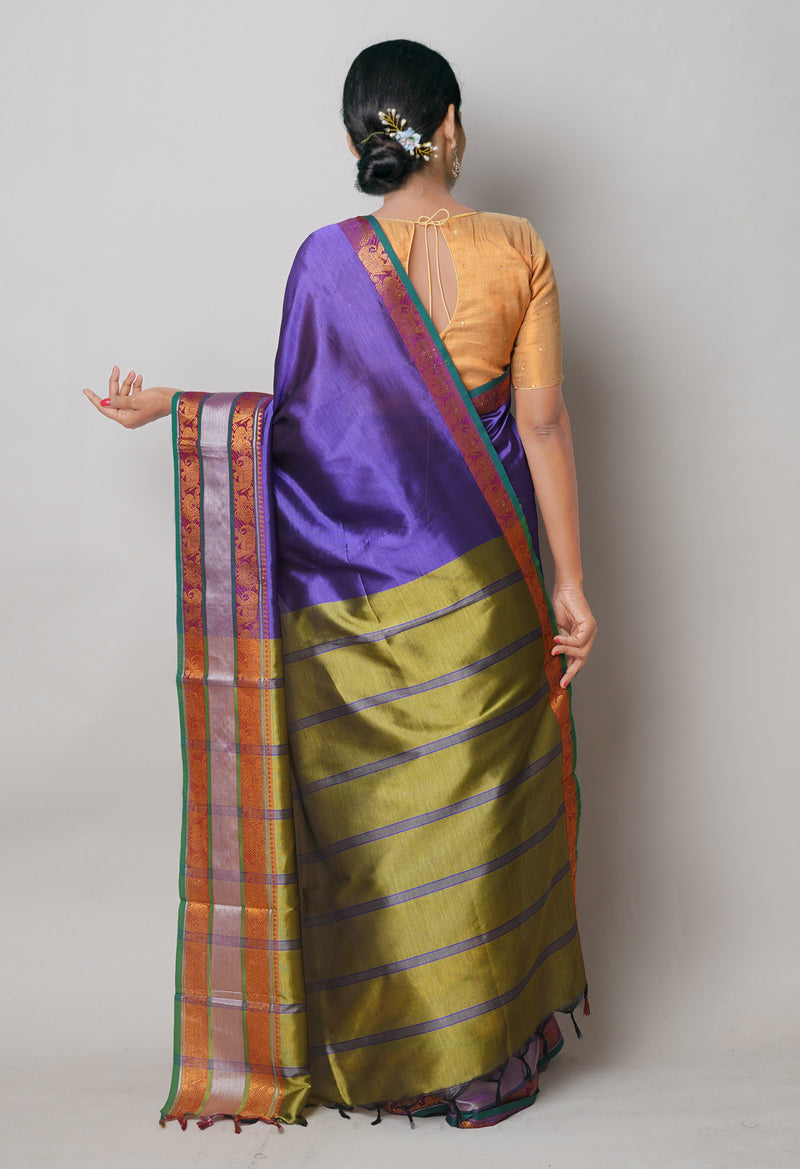 Violet Pure Handloom Narayanpet Silk Saree-UNM74390