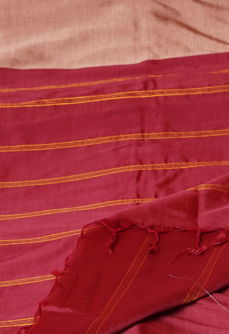 Rose Gold Pure Handloom Narayanpet Silk Saree-UNM74391