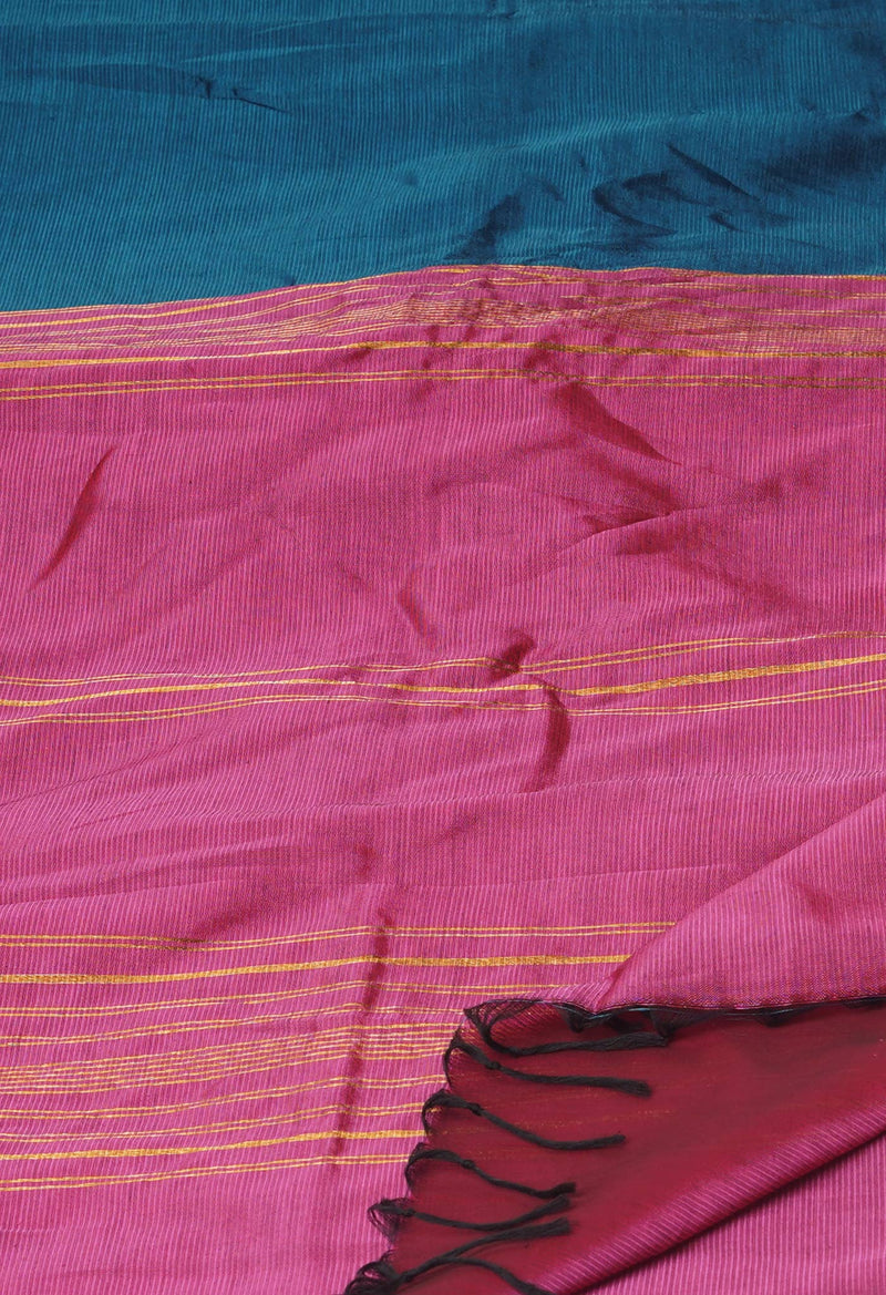 Peacock Blue Pure Handloom Narayanpet Silk Saree-UNM74402