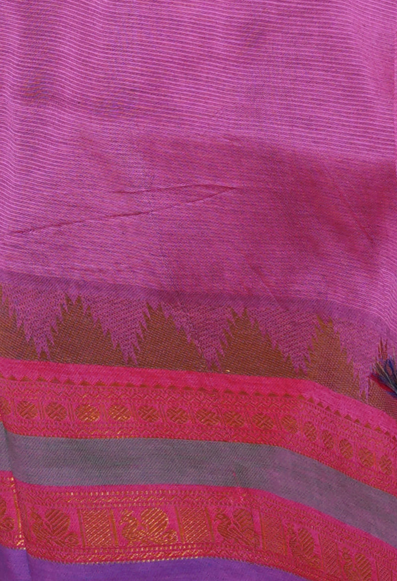 Peacock Blue Pure Handloom Narayanpet Silk Saree-UNM74402