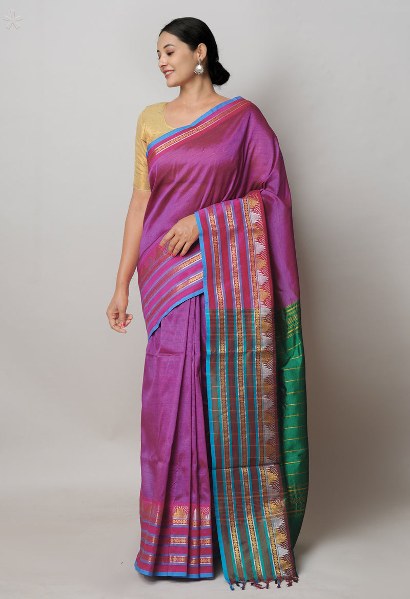 Pink Pure Handloom Narayanpet Silk Saree-UNM74405