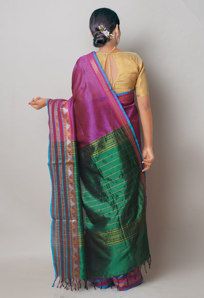 Pink Pure Handloom Narayanpet Silk Saree-UNM74405