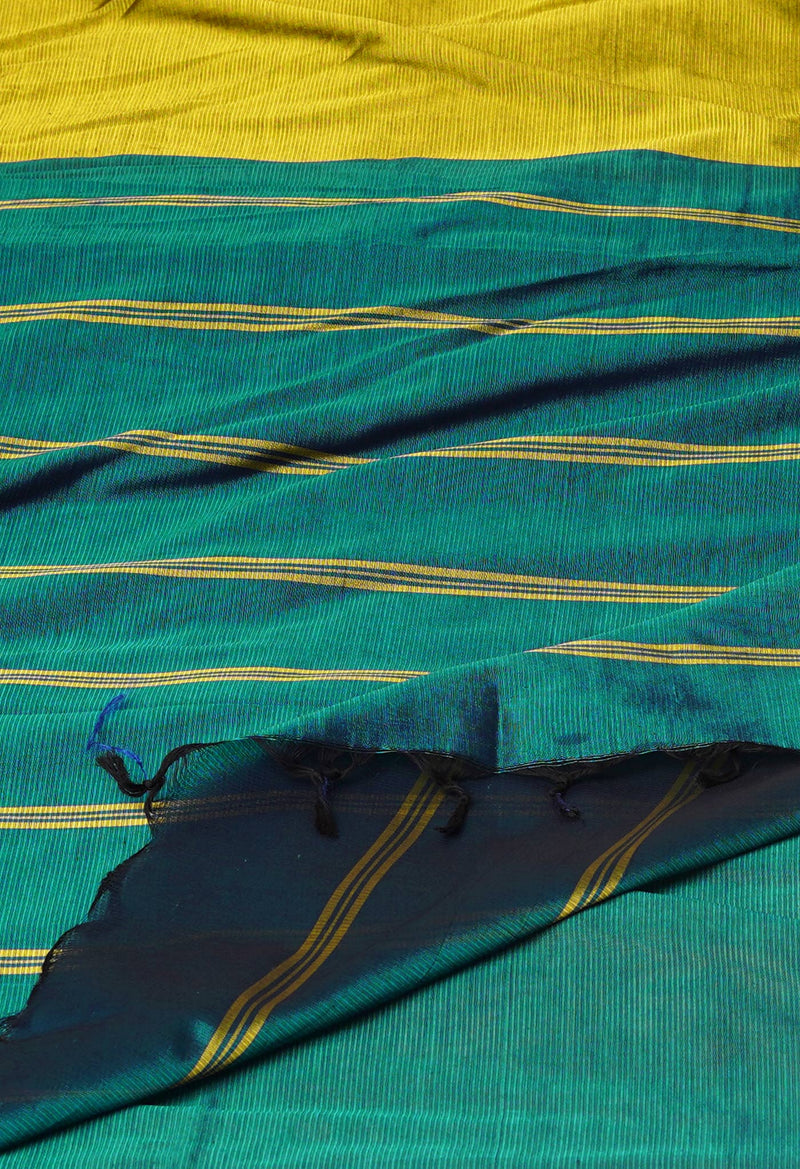 Green Pure Handloom Narayanpet Silk Saree-UNM74407