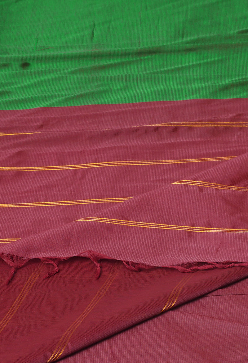 Green Pure Handloom Narayanpet Silk Saree-UNM74410