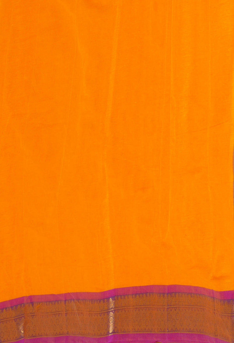 Orange Pure Handloom Mangalgiri Cotton Saree-UNM74441