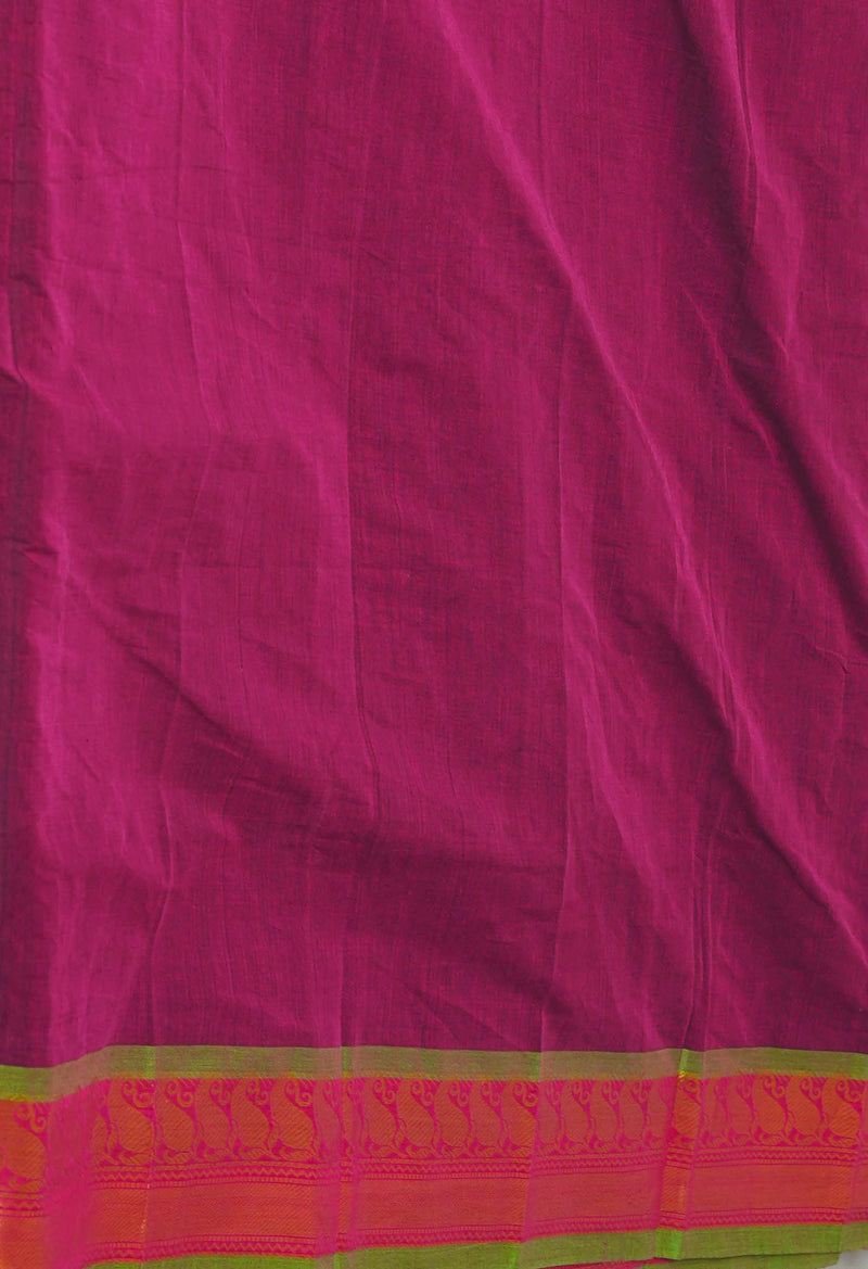 Dark Pink Pure Handloom Mangalgiri Cotton Saree-UNM74445