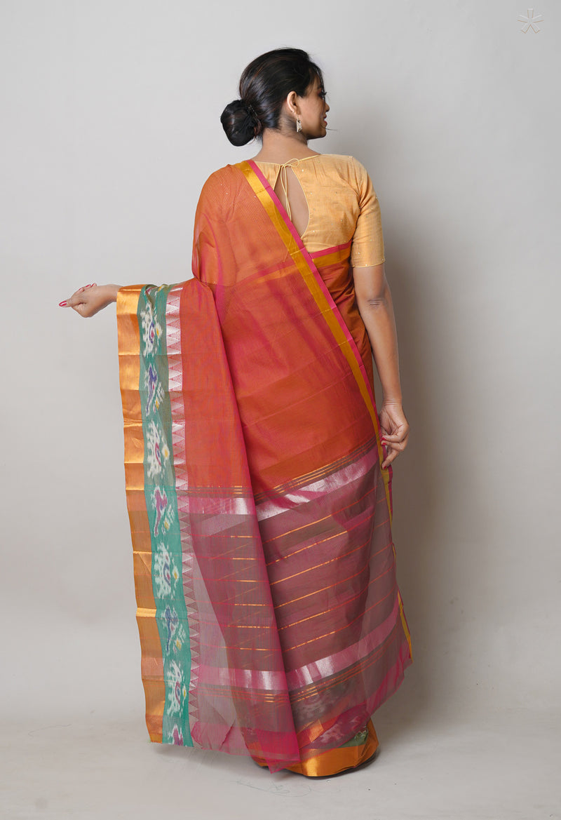 Burgundy Pure Handloom Mangalgiri Cotton Saree-UNM74447