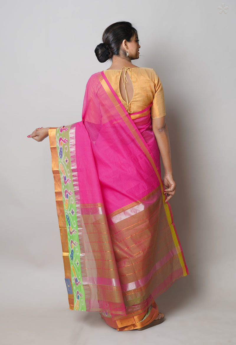 Pink Pure Handloom Mangalgiri Cotton Saree-UNM74448