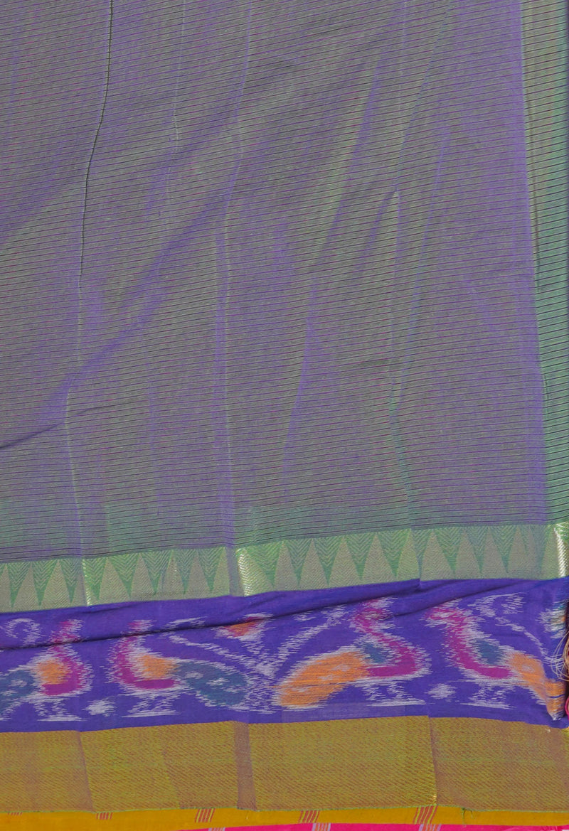 Pink-Green Pure Handloom Mangalgiri Cotton Saree-UNM74450