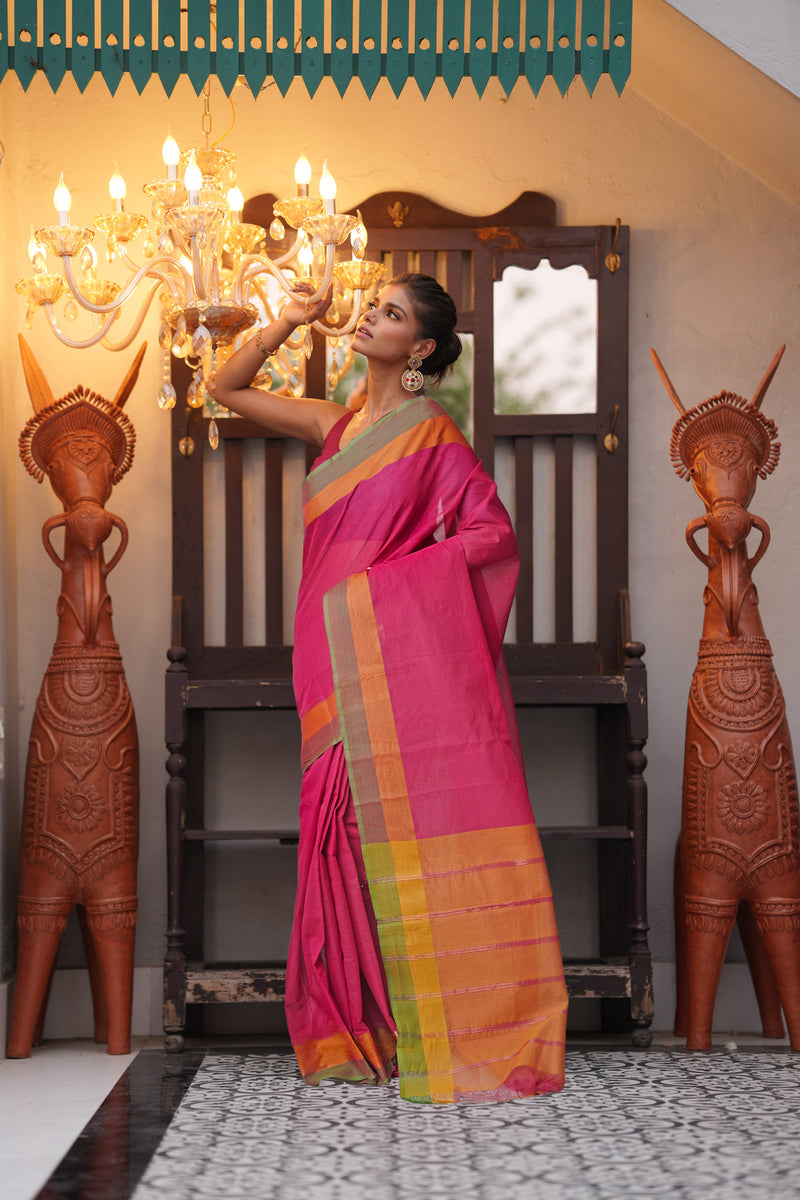 Pink Pure  Mangalgiri Cotton Saree-UNM74832