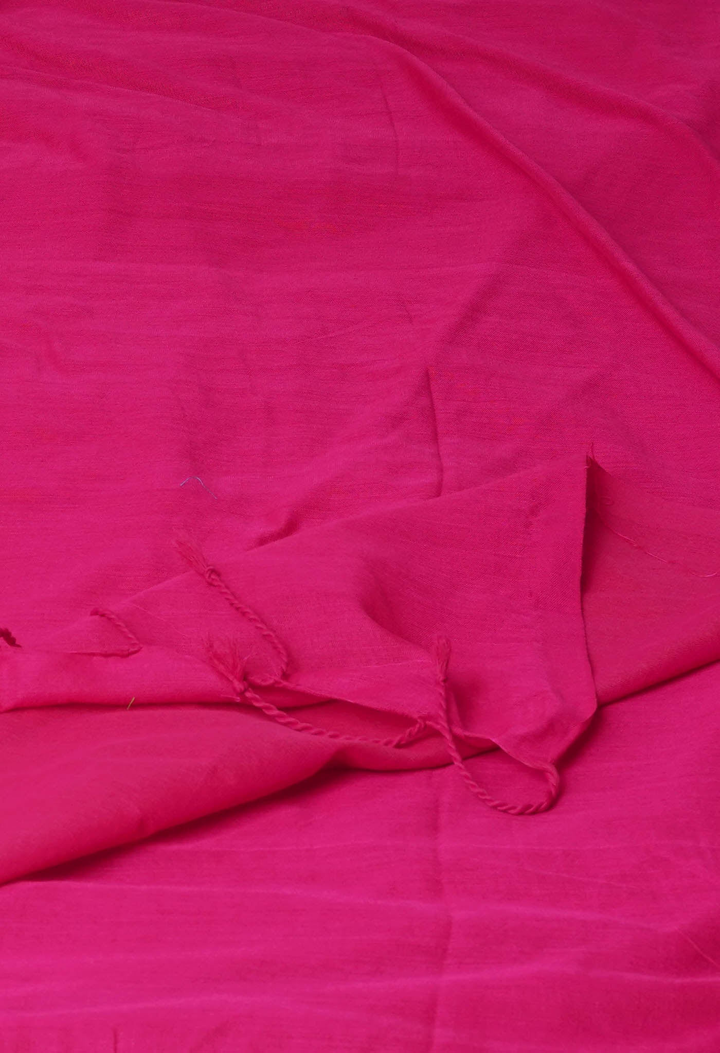 Pink Pure Cross Weave Plain Cotton Linen Saree With Tassels