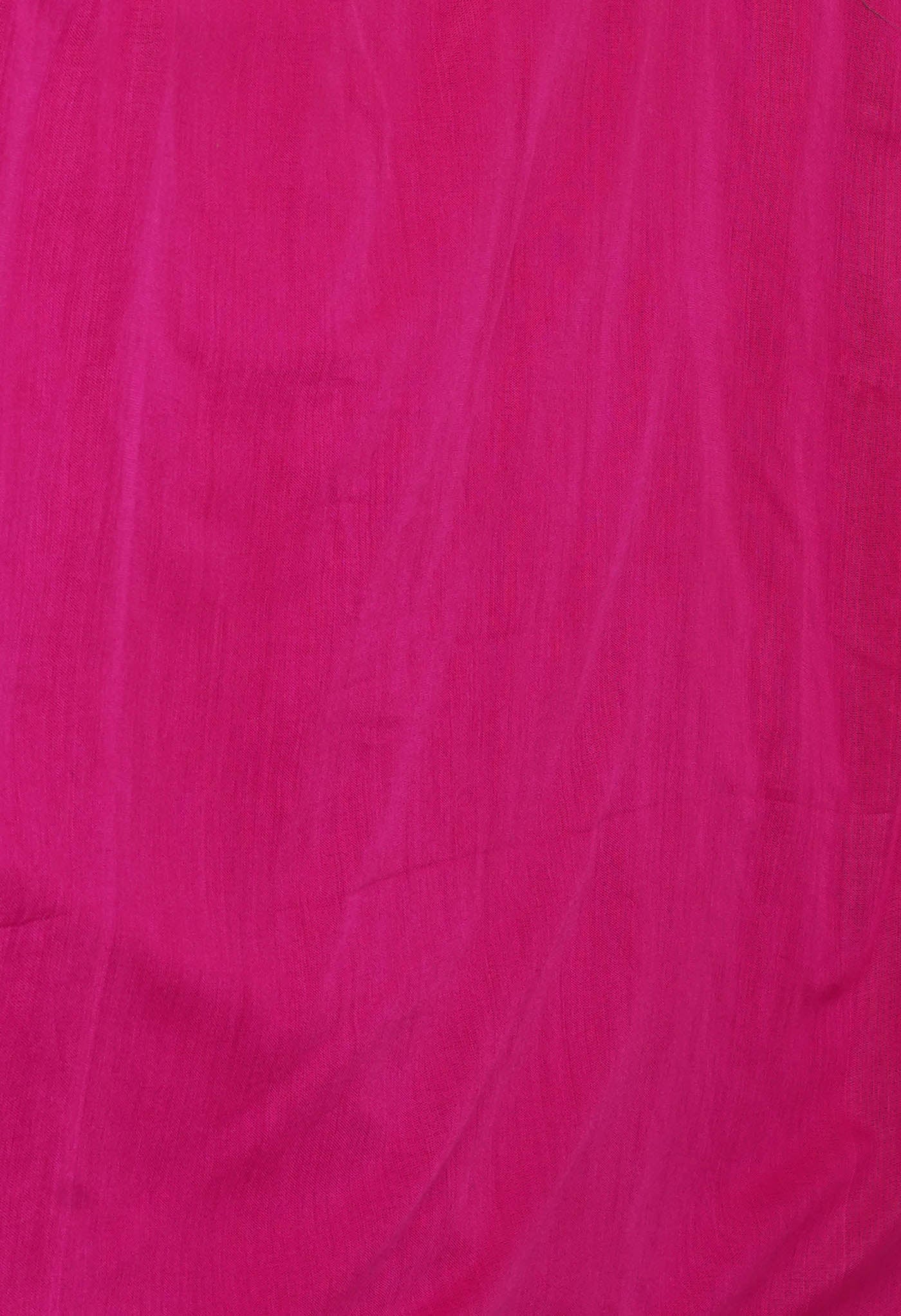 Pink Pure Cross Weave Plain Cotton Linen Saree With Tassels