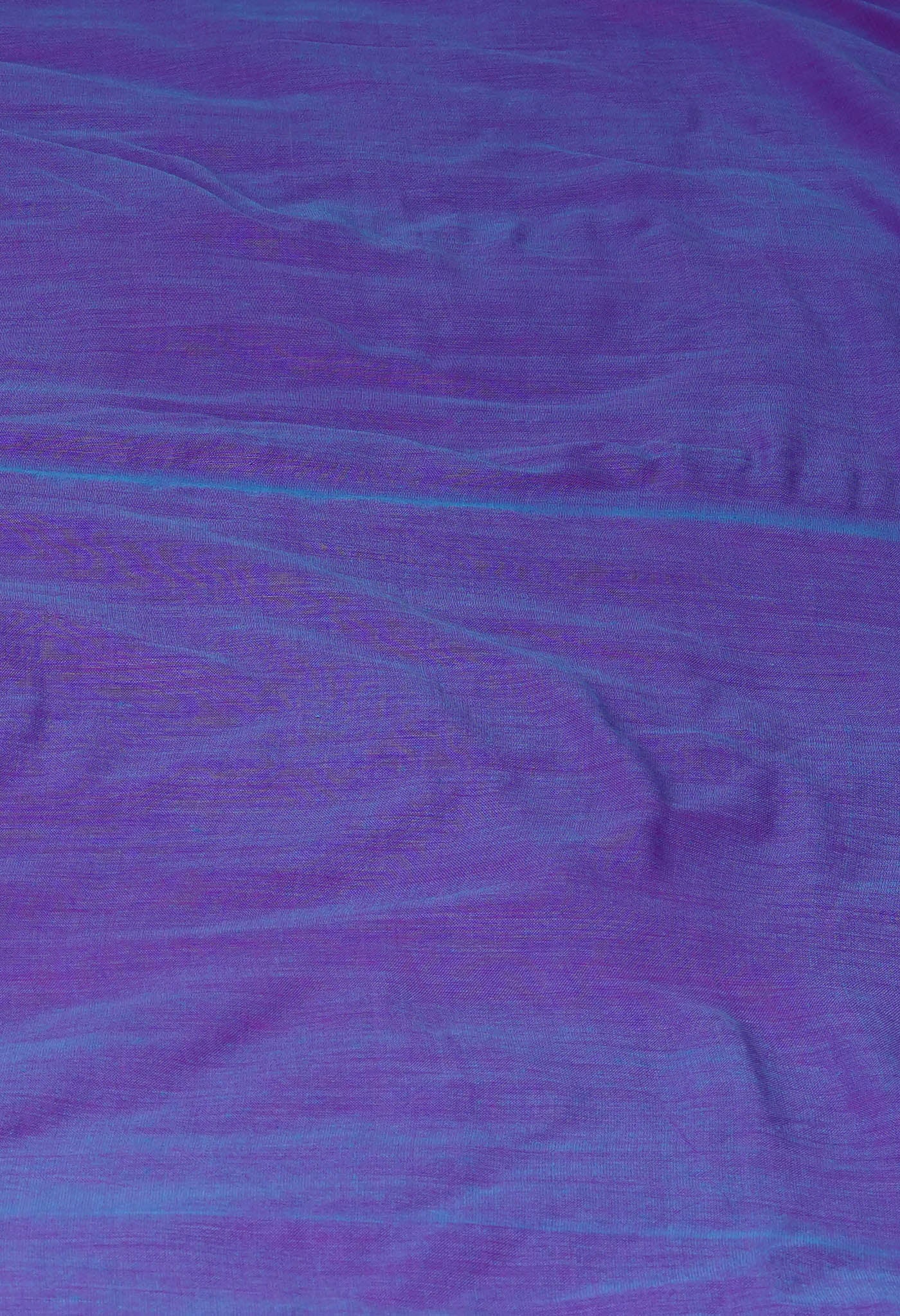Blue-Pink Pure Cross Weave Plain Cotton Linen Saree With Tassels