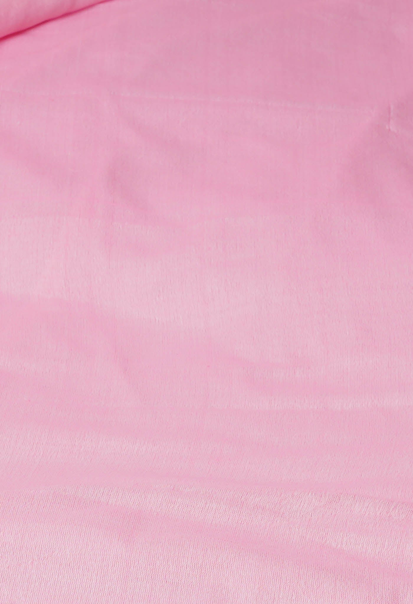Pink Pure Cross Weave Plain Cotton Linen Saree With Tassels