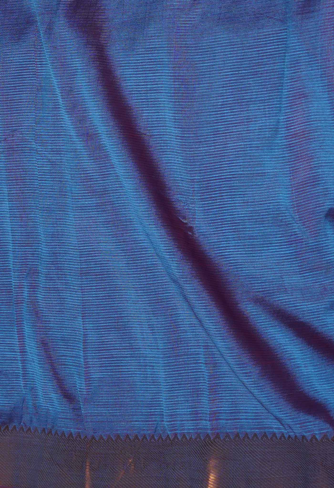Peacock Blue Pure  Mangalgiri Soft Silk Saree
