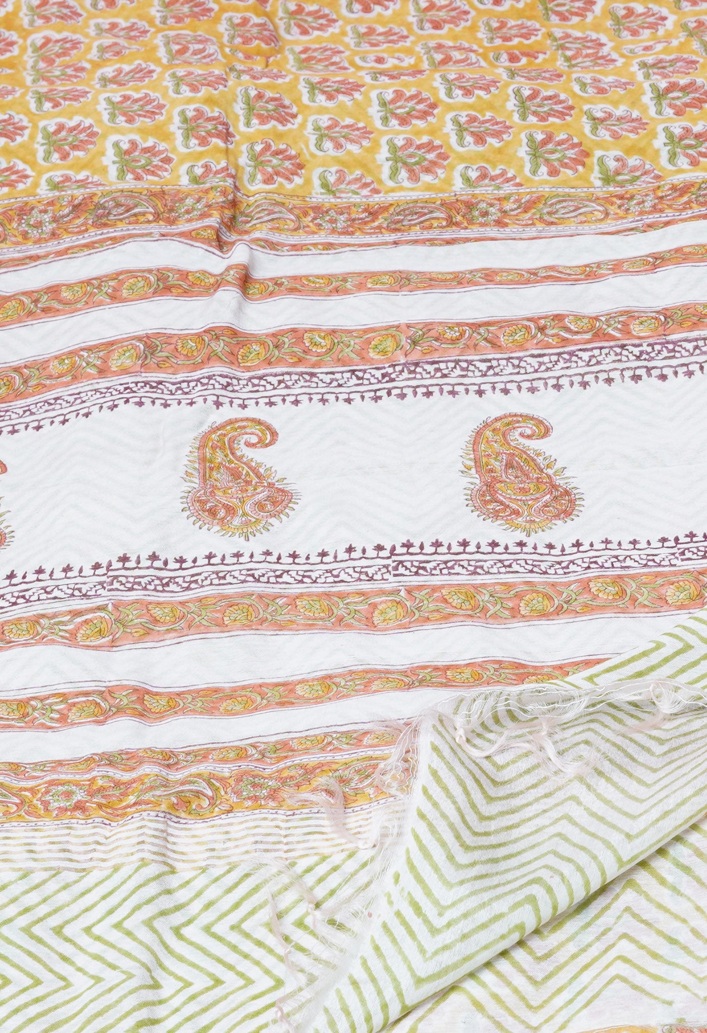 Brown Pure  Pashmina Block Printed Chanderi Soft Silk Saree